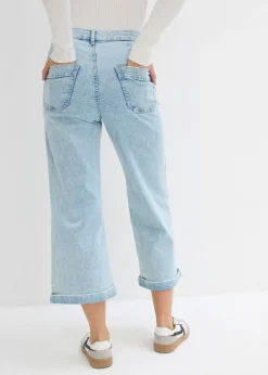 Vaqueros de pernera ancha, high waist, cropped