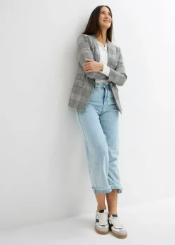 Vaqueros de pernera ancha, high waist, cropped