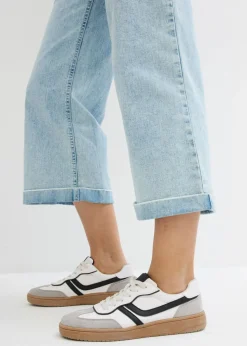 Vaqueros de pernera ancha, high waist, cropped