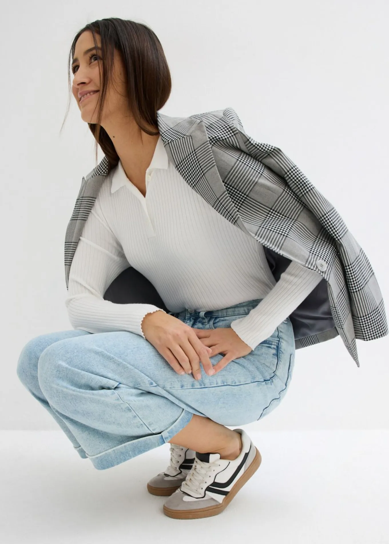 Vaqueros de pernera ancha, high waist, cropped