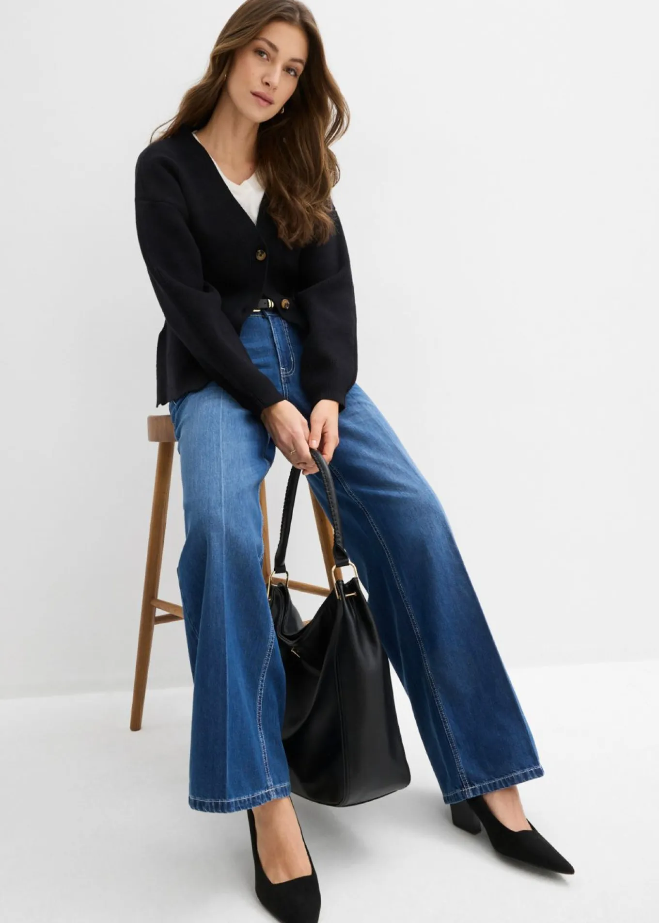 Vaqueros de pernera ancha, mid waist