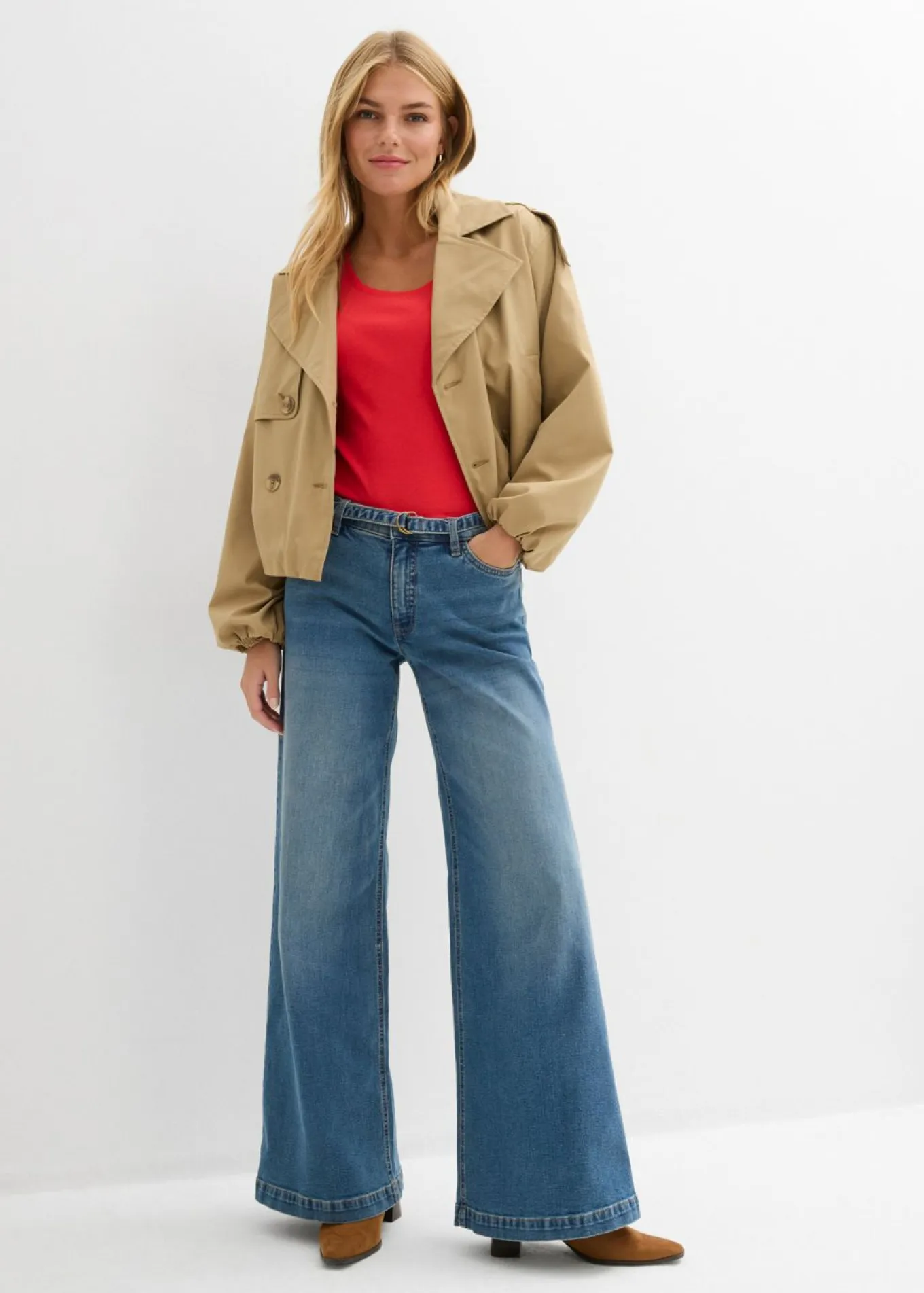 Vaqueros de pernera ancha, mid waist, largo completo