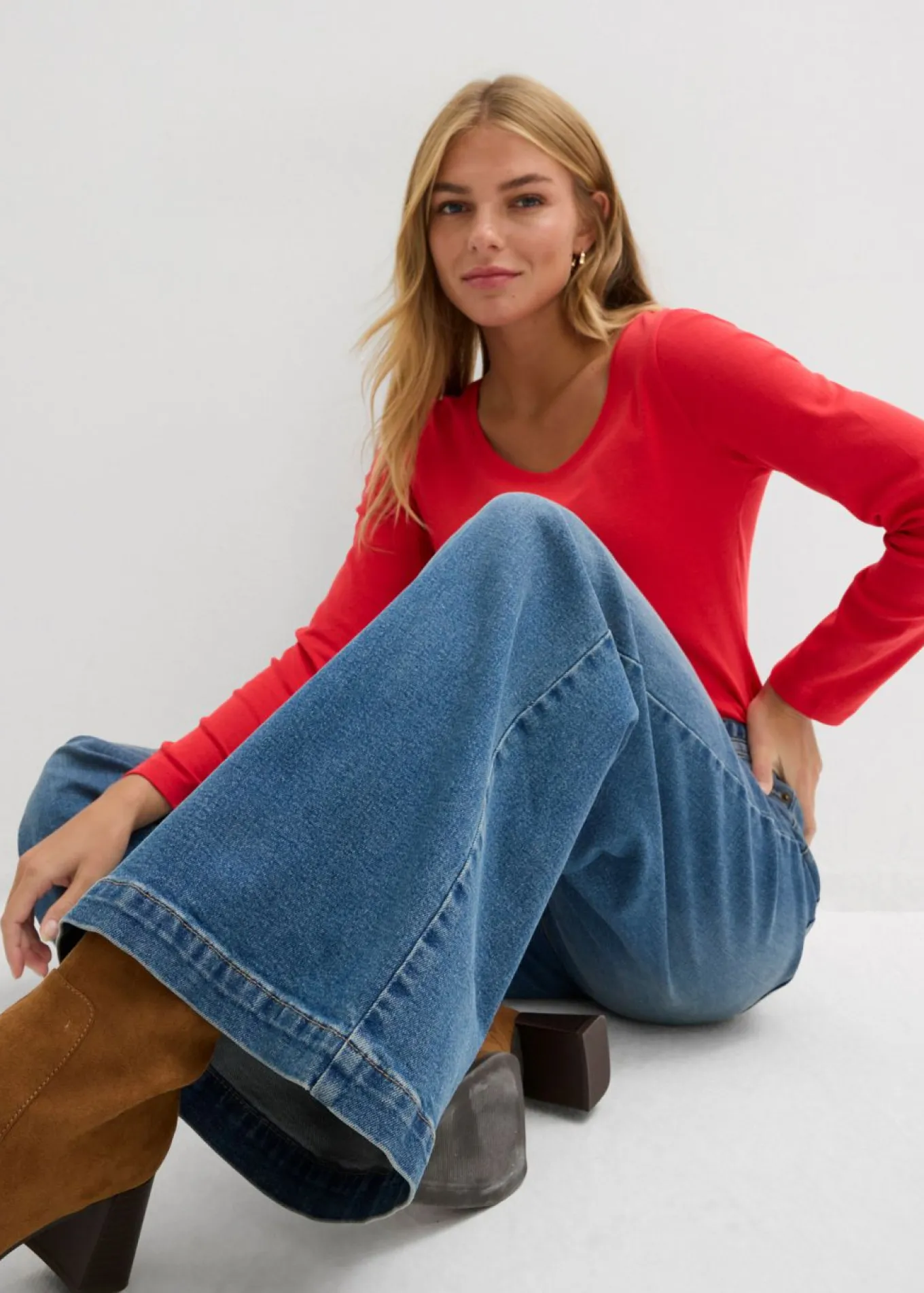 Vaqueros de pernera ancha, mid waist, largo completo
