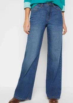Vaqueros de pernera ancha, high waist, de algodón orgánico