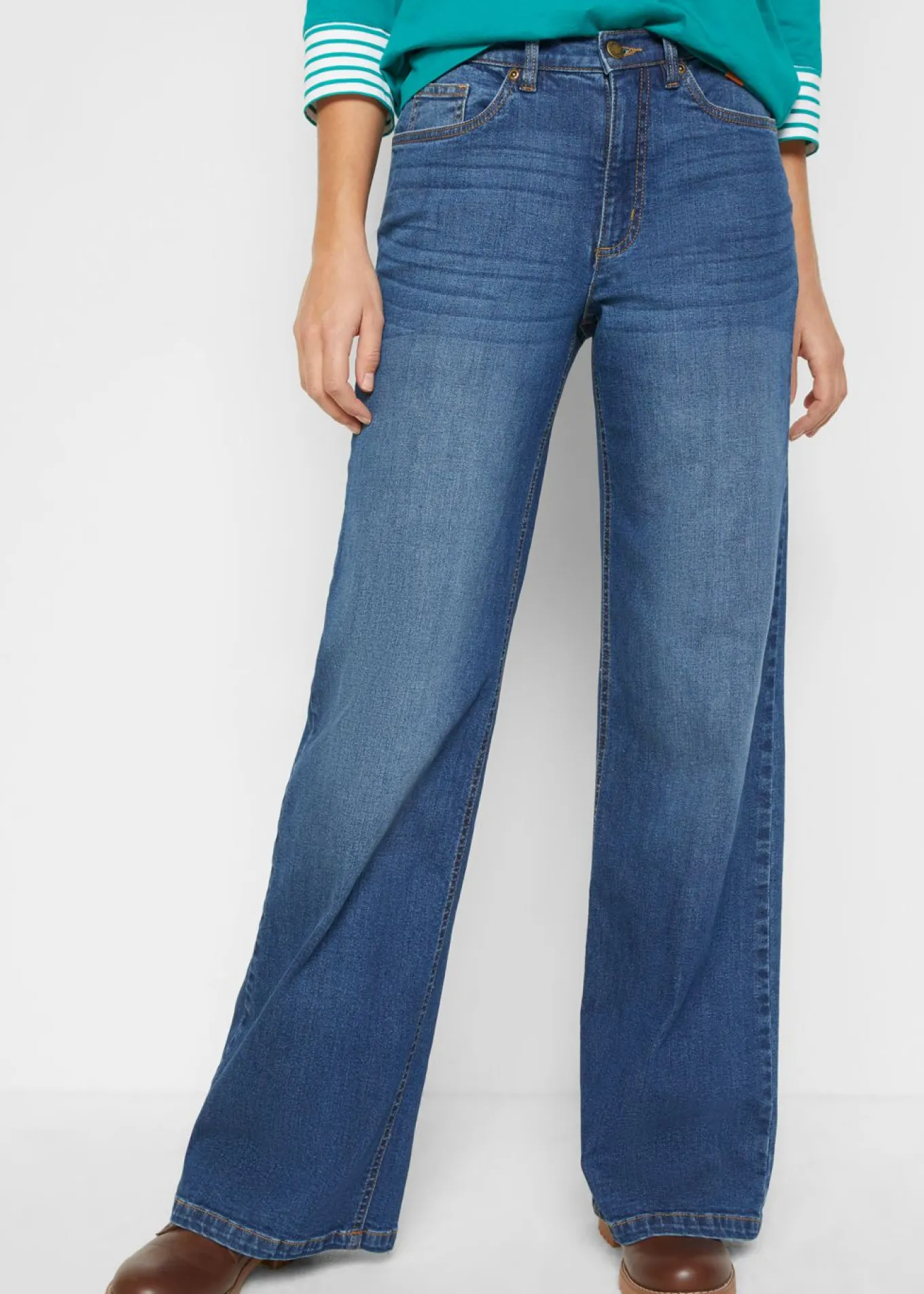 Vaqueros de pernera ancha, high waist, de algodón orgánico