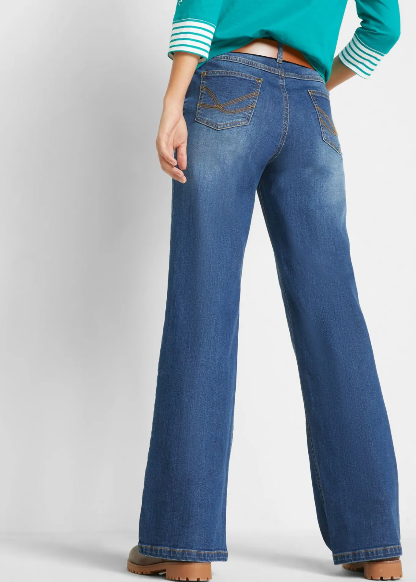 Vaqueros de pernera ancha, high waist, de algodón orgánico