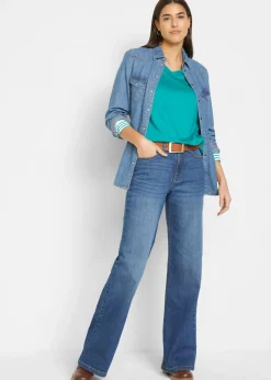 Vaqueros de pernera ancha, high waist, de algodón orgánico