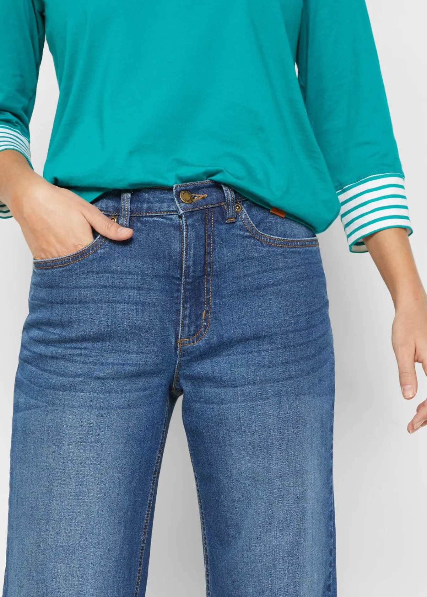Vaqueros de pernera ancha, high waist, de algodón orgánico