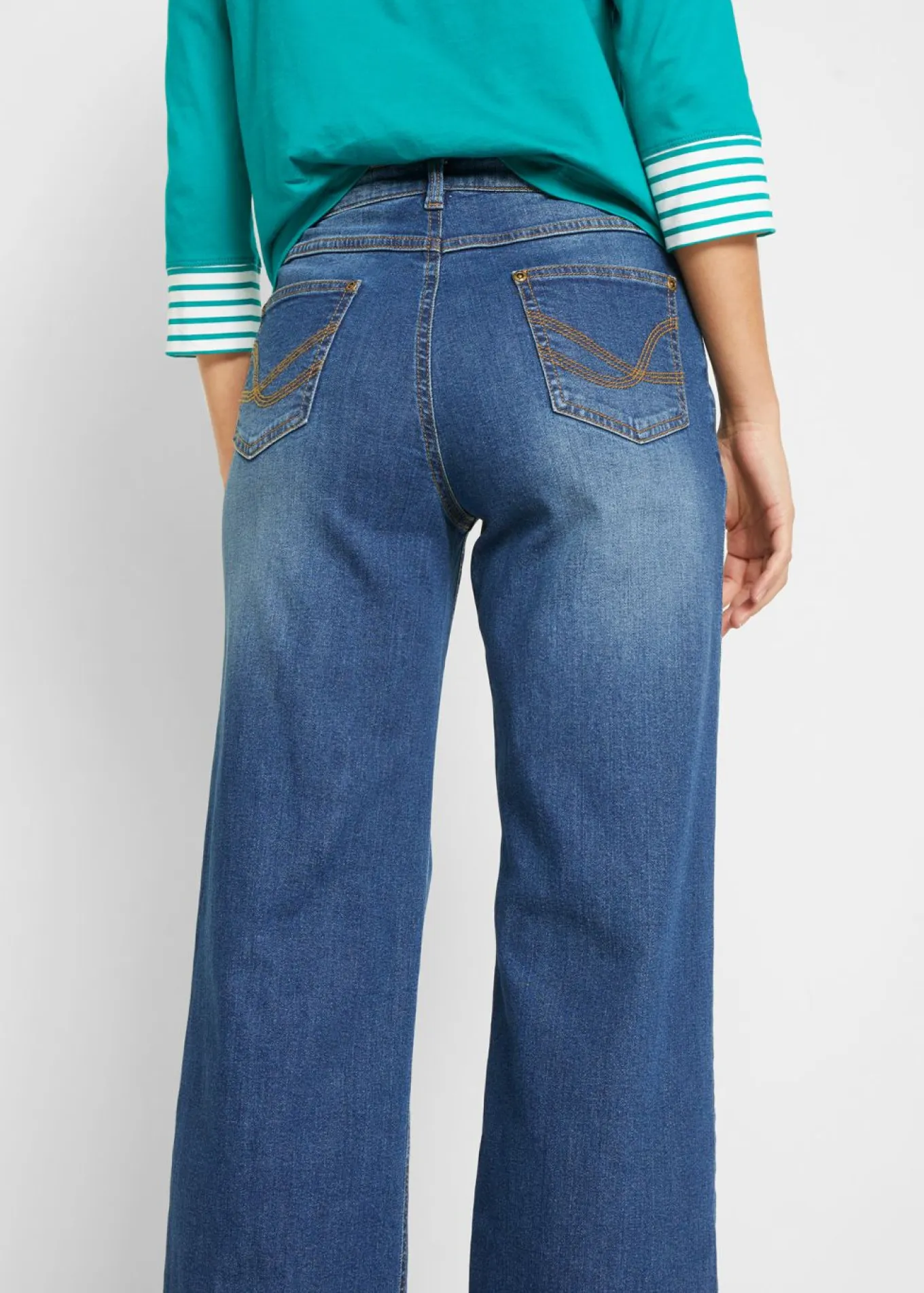 Vaqueros de pernera ancha, high waist, de algodón orgánico