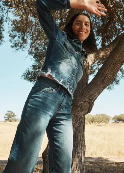 Vaqueros de pernera ancha, high waist, de algodón orgánico