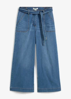 Vaqueros de pernera ancha, high waist, cintura cómoda y cropped