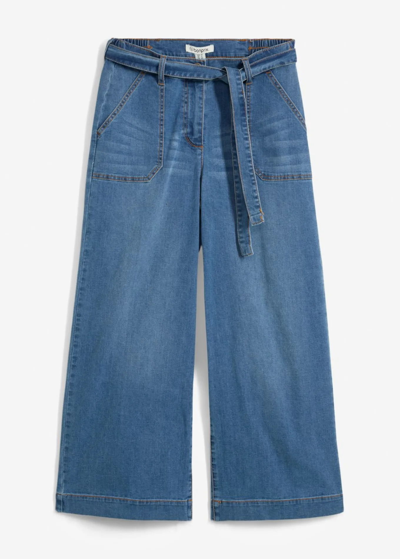 Vaqueros de pernera ancha, high waist, cintura cómoda y cropped
