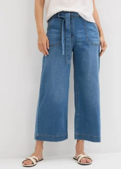 Vaqueros de pernera ancha, high waist, cintura cómoda y cropped