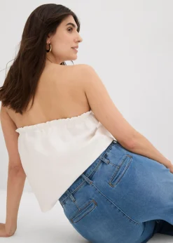 Vaqueros de pernera ancha, high waist, cintura cómoda y cropped