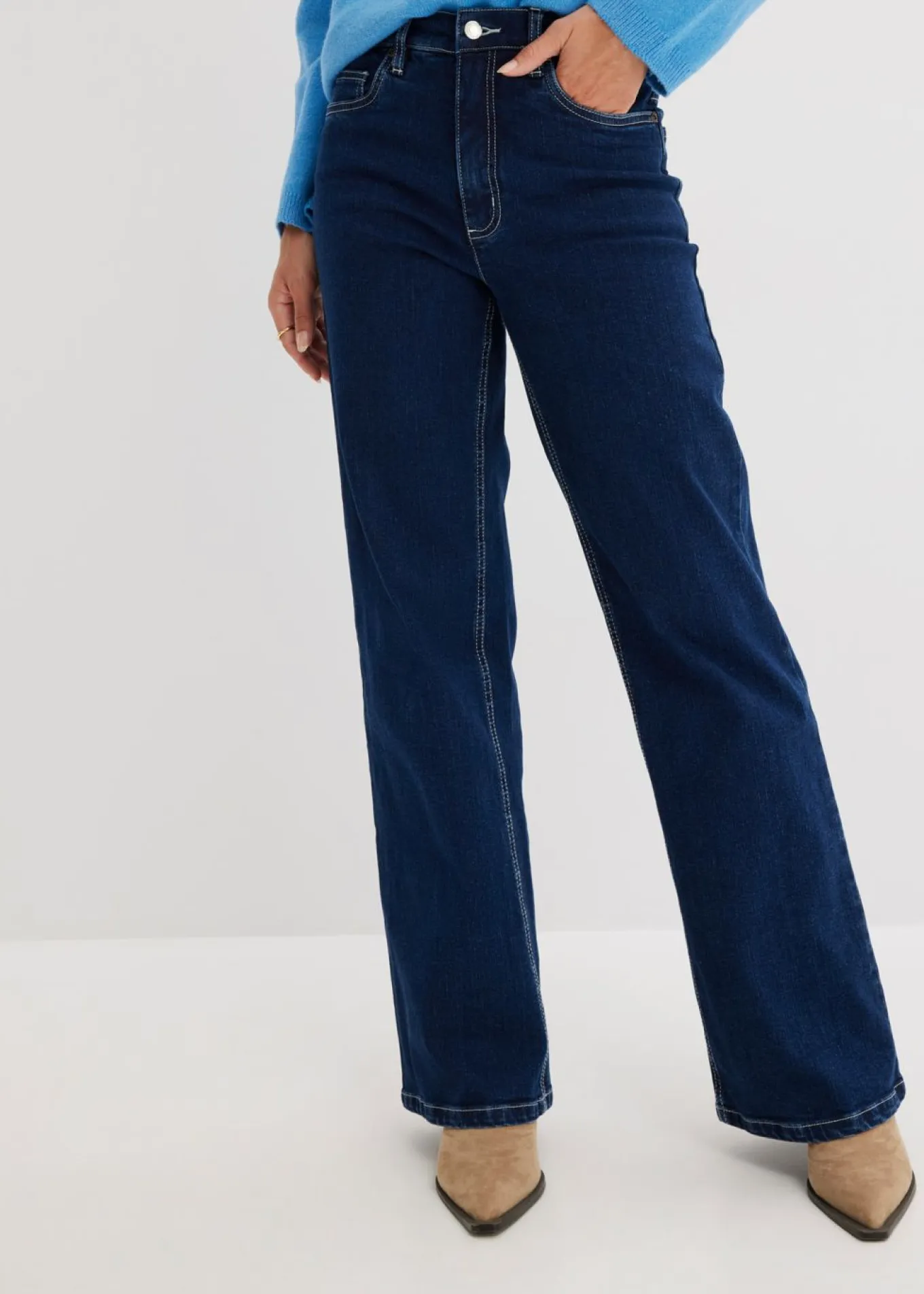 Vaqueros de pernera ancha, high waist, de algodón orgánico