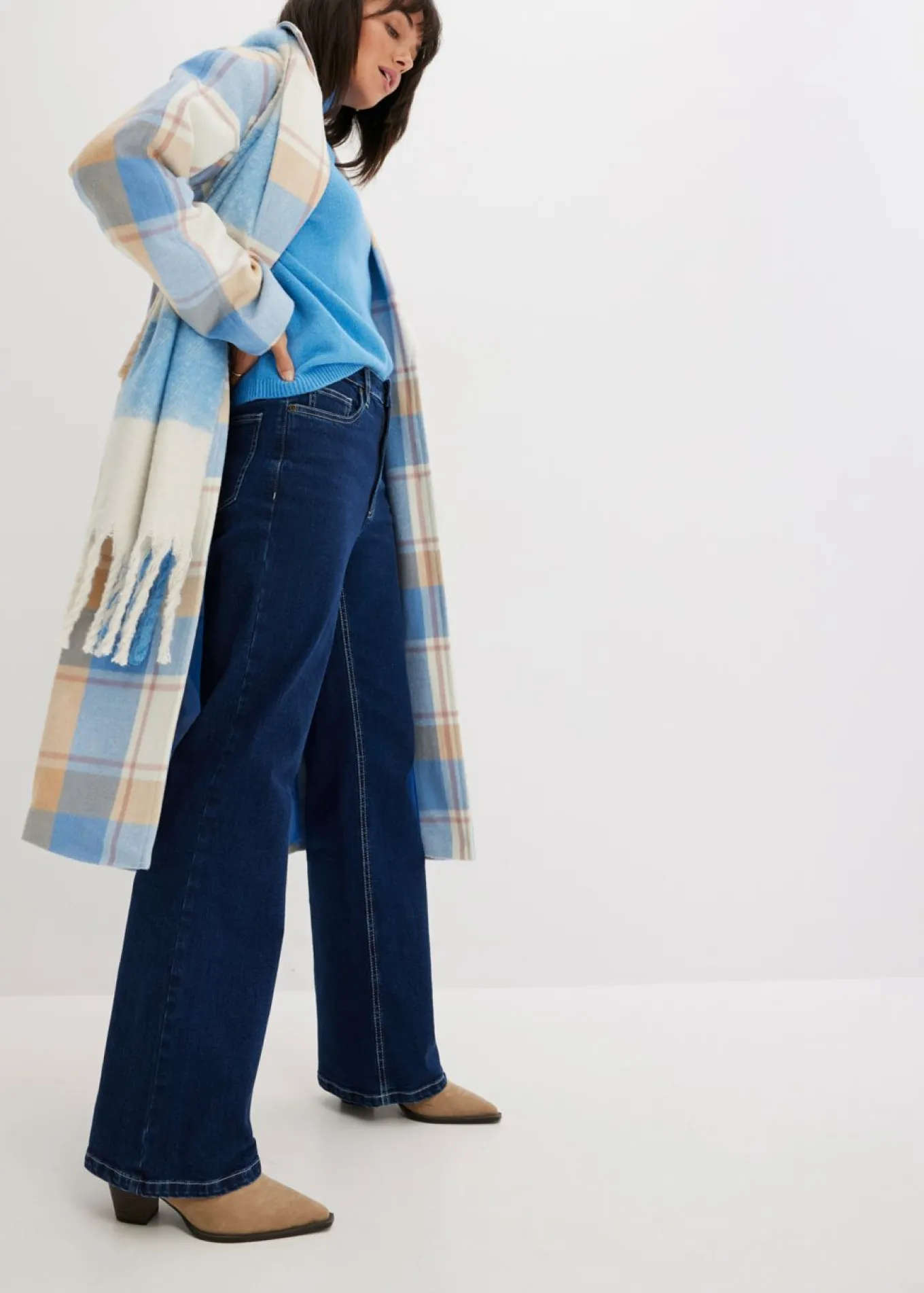 Vaqueros de pernera ancha, high waist, de algodón orgánico