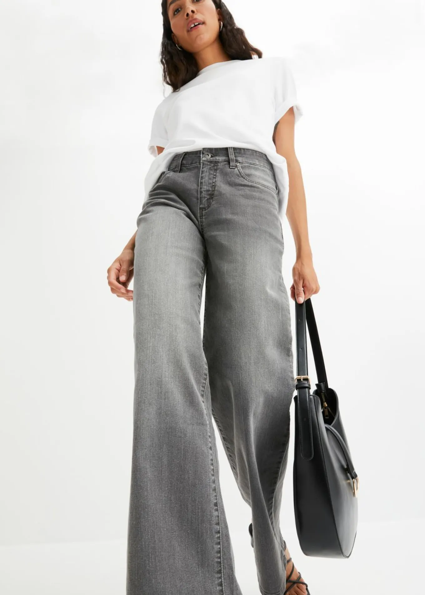 Vaqueros de pernera ancha, mid waist, elástico