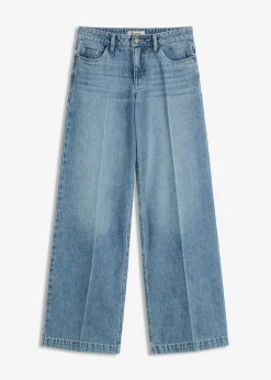 Vaqueros de pernera ancha, mid waist, largo completo y low stretch
