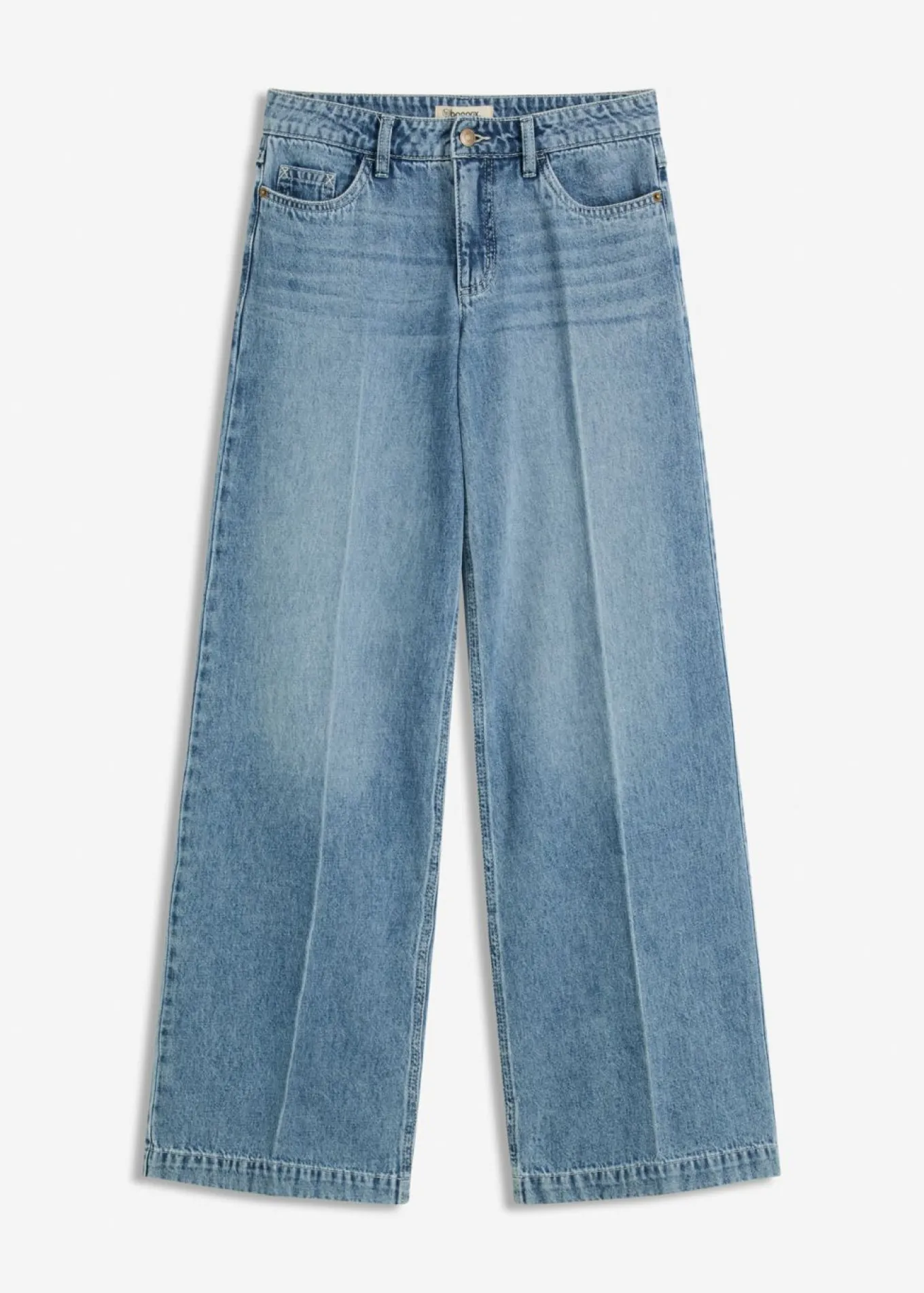 Vaqueros de pernera ancha, mid waist, largo completo y low stretch