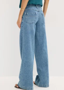 Vaqueros de pernera ancha, mid waist, largo completo y low stretch