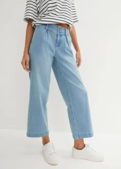 Vaqueros de pernera ancha, high waist, cintura cómoda