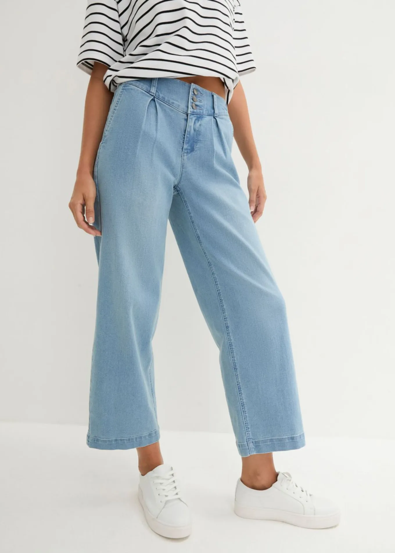 Vaqueros de pernera ancha, high waist, cintura cómoda