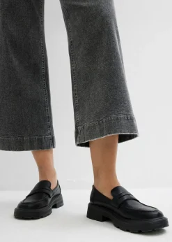 Vaqueros de pernera ancha, high waist, cropped
