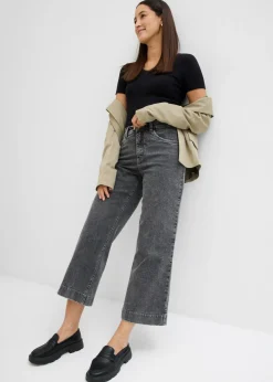 Vaqueros de pernera ancha, high waist, cropped