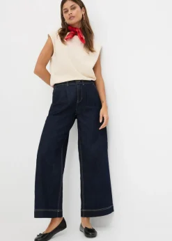 Vaqueros de pernera ancha, high waist, cintura cómoda