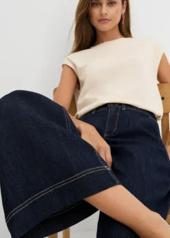 Vaqueros de pernera ancha, high waist, cintura cómoda