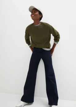 Vaqueros de pernera ancha, high waist, cintura cómoda