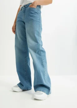 Vaqueros de pernera ancha, mid waist, elástico