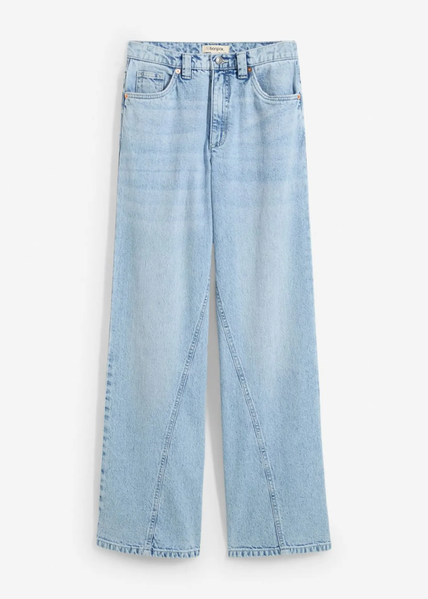 Vaqueros de pernera ancha, high waist, low stretch