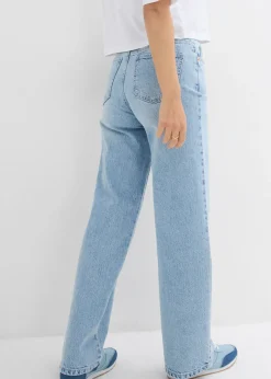 Vaqueros de pernera ancha, high waist, low stretch