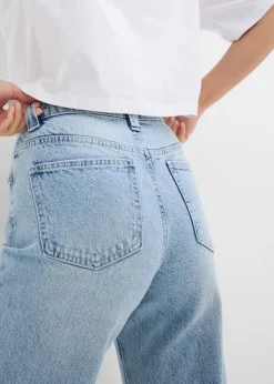 Vaqueros de pernera ancha, high waist, low stretch