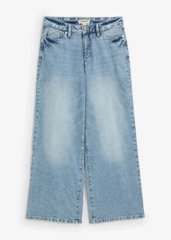 Vaqueros de pernera ancha, mid waist, largo completo y low stretch