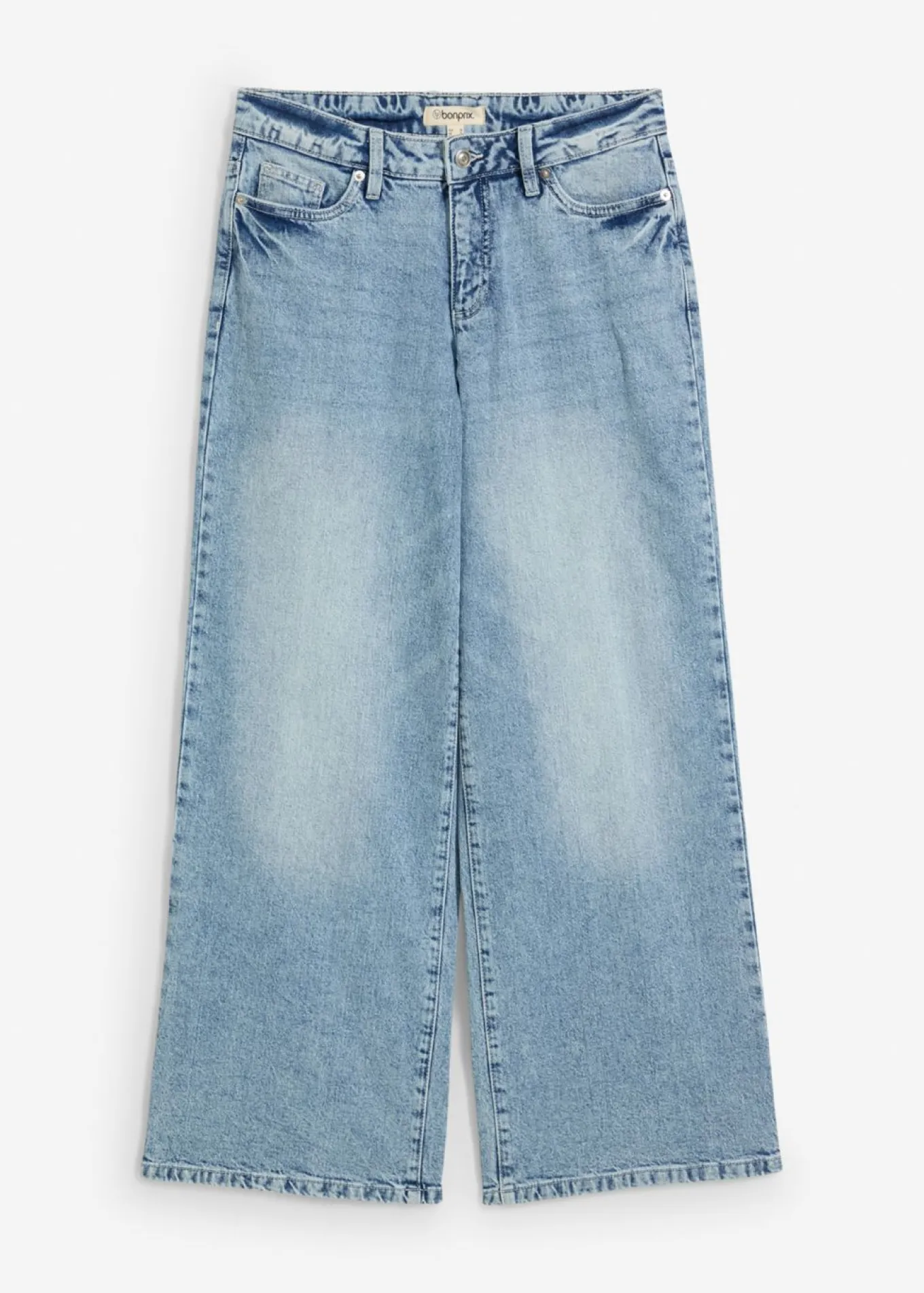 Vaqueros de pernera ancha, mid waist, largo completo y low stretch