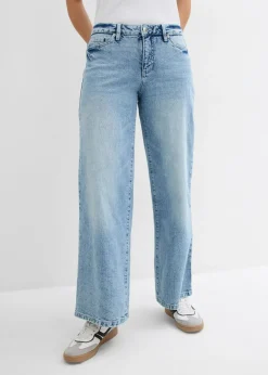 Vaqueros de pernera ancha, mid waist, largo completo y low stretch