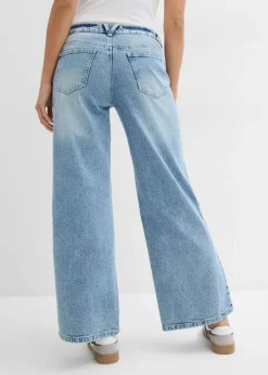 Vaqueros de pernera ancha, mid waist, largo completo y low stretch