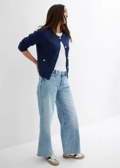 Vaqueros de pernera ancha, mid waist, largo completo y low stretch