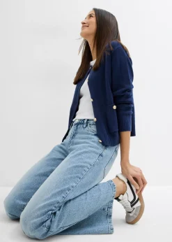 Vaqueros de pernera ancha, mid waist, largo completo y low stretch