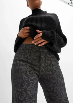 Vaqueros de pierna ancha y cintura media con estampado brillante