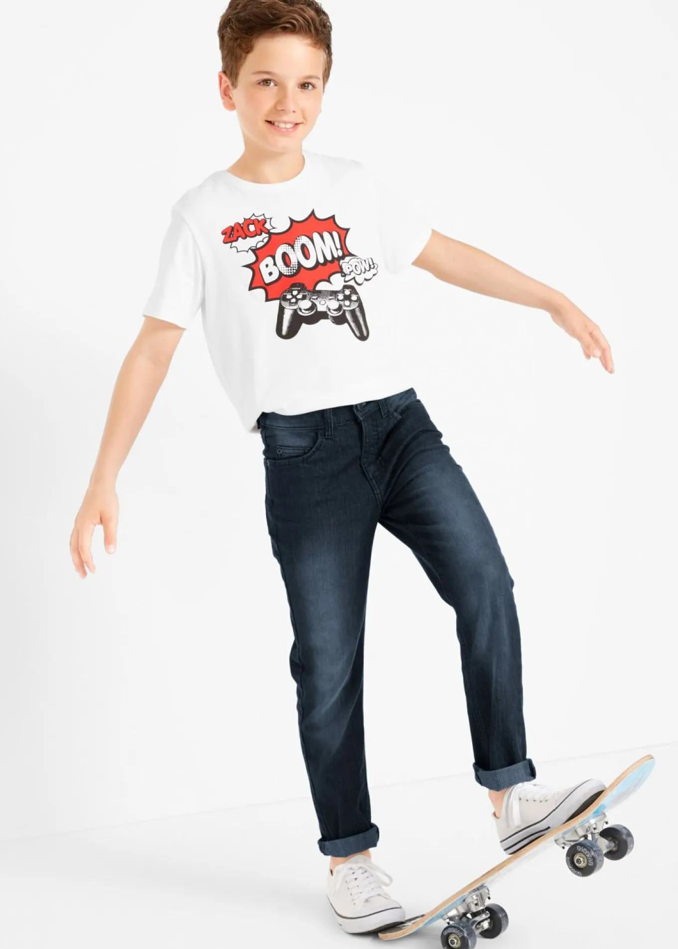 Vaqueros elásticos con cintura ajustable, slim fit, straight
