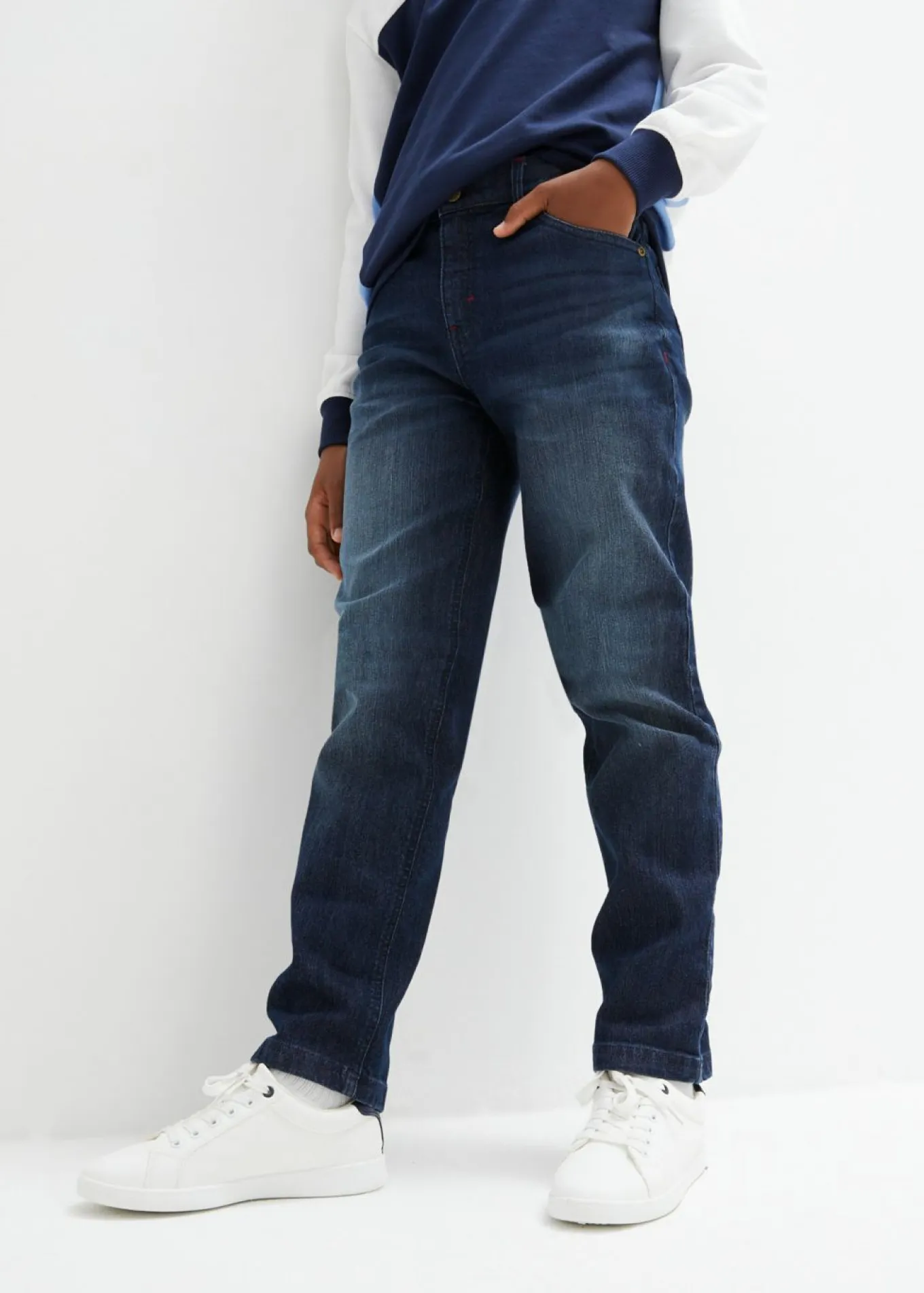 Vaqueros elásticos loose fit, con cintura ajustable, straight