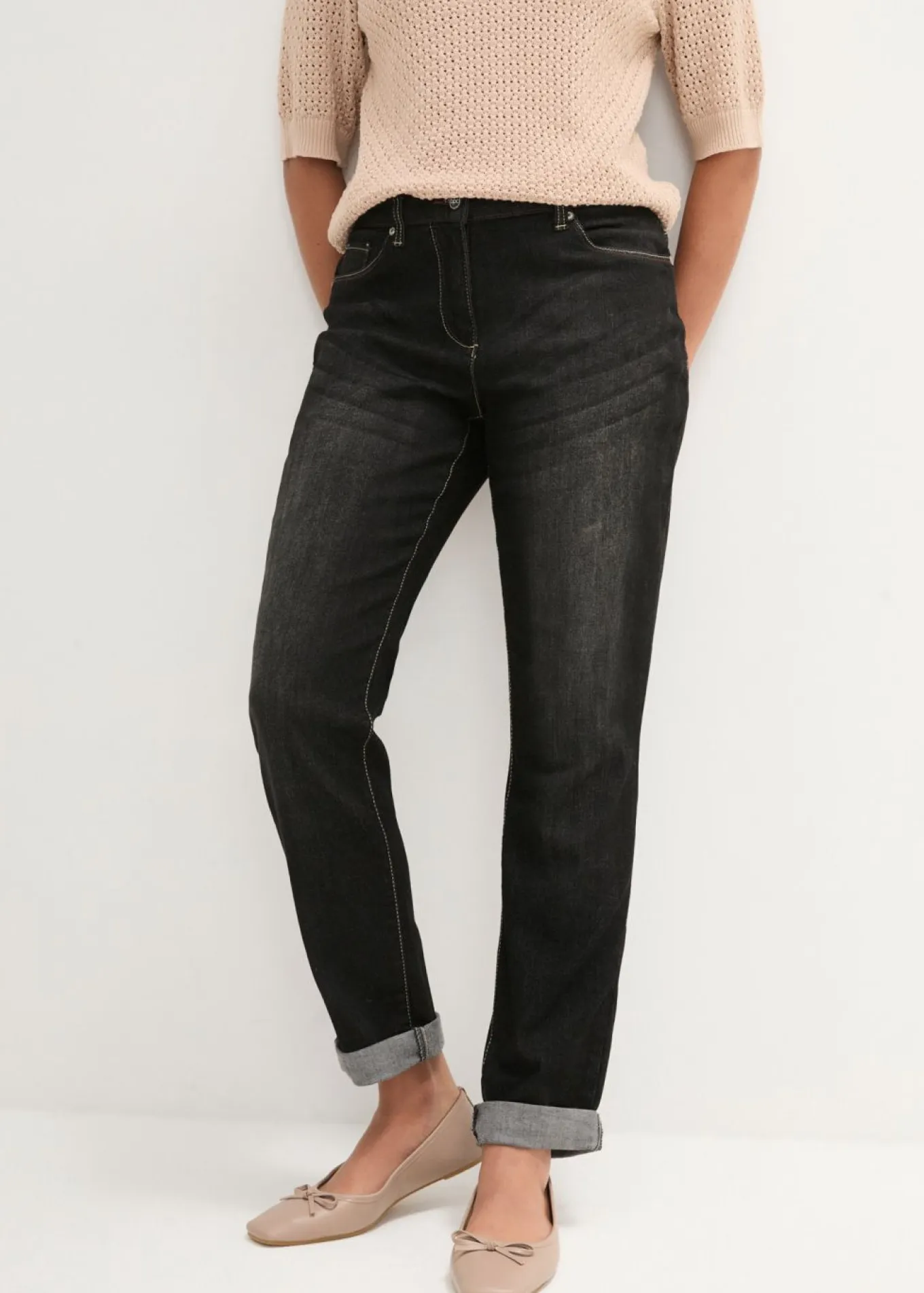 Vaqueros elásticos tipo boyfriend, mid waist