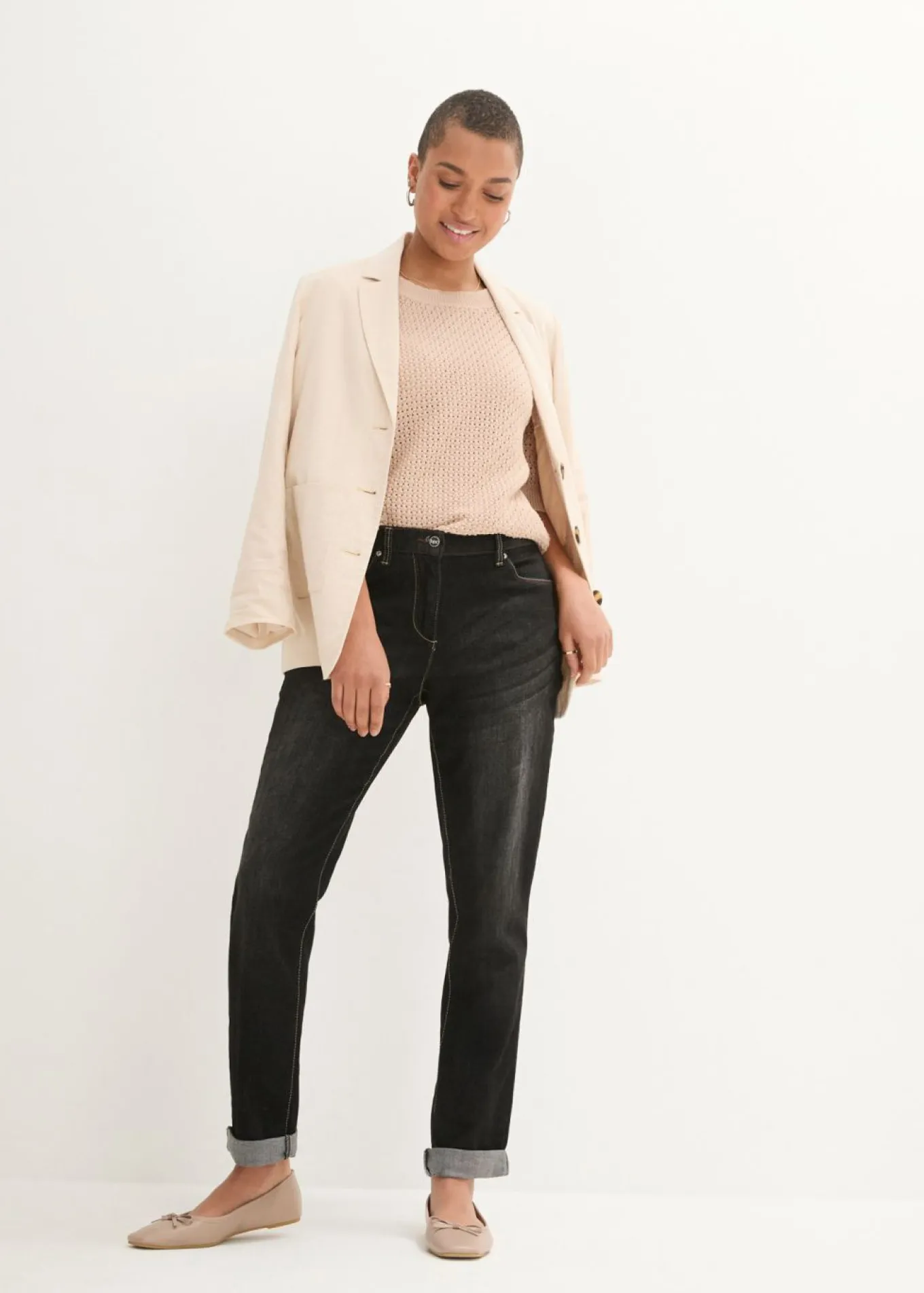 Vaqueros elásticos tipo boyfriend, mid waist