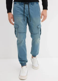 Vaqueros informales con corte regular, forma recta y cinturilla elástica