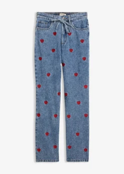 Vaqueros loose, straight, high waist, de algodón