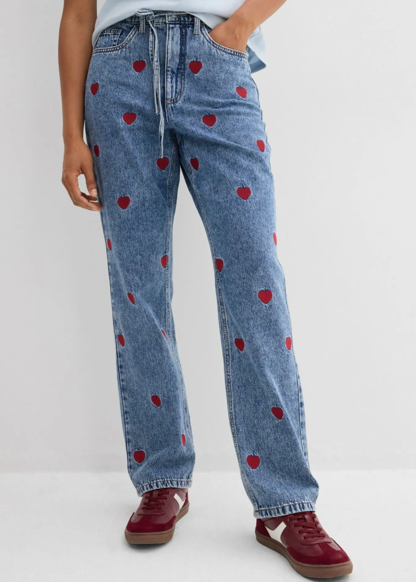 Vaqueros loose, straight, high waist, de algodón