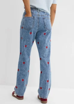Vaqueros loose, straight, high waist, de algodón